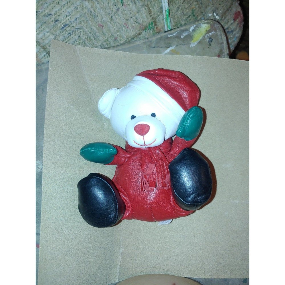 Wilsons The Leather Experts 100% Leather Christmas Bear 5 inch